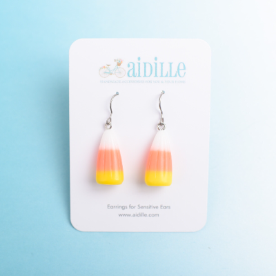 Candy Corn Dangle Earrings with Titanium Ear Wires
