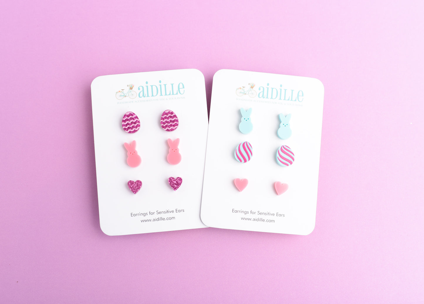 Pink and Teal Easter Earring Trio with Titanium Posts