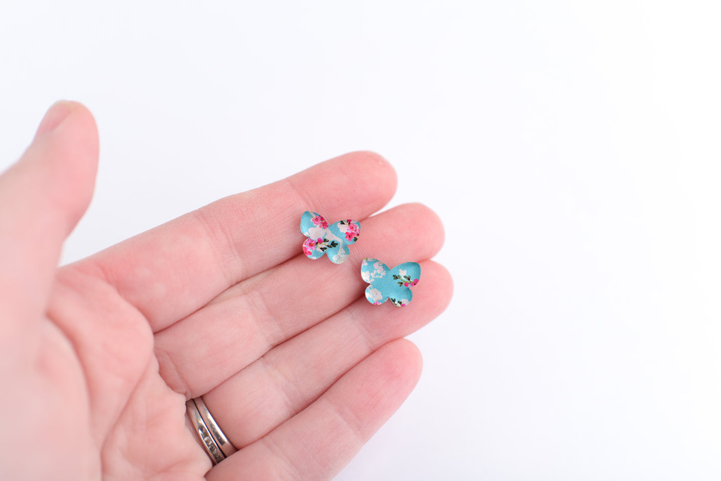 Cherry Blossom Butterfly Earrings with Titanium Posts