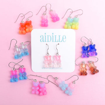 Ombre Gummy Bear Dangle Earrings with Titanium Ear Wires
