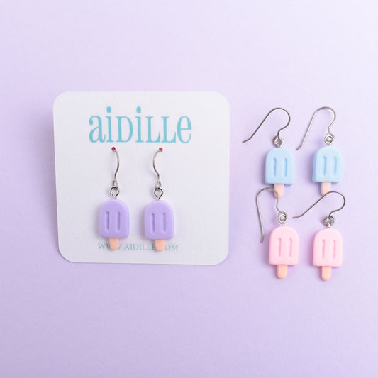 Pastel Popsicle Earrings with Titanium Ear Wires- Choose Purple, Blue, or Pink