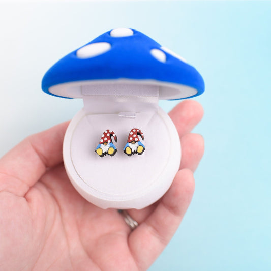 Mushroom and Handpainted Gnome Earring Gift Set