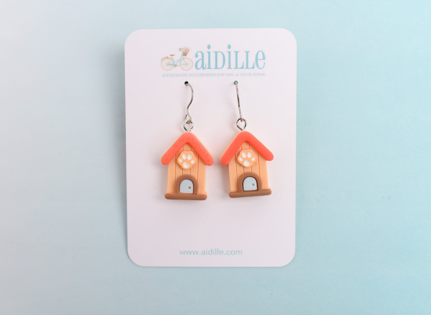 Resin Doghouse Dangle Earrings with Titanium Ear Wires