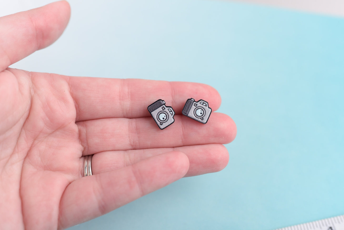 Acrylic Camera Earrings with Titanium Posts