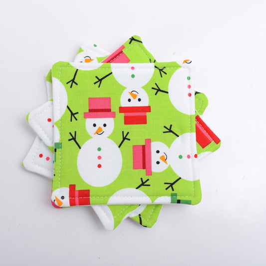 Snowman Fabric Coasters- Set of 4