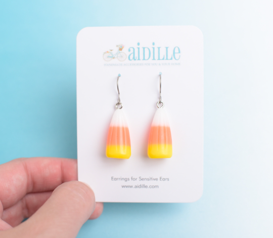 Candy Corn Dangle Earrings with Titanium Ear Wires