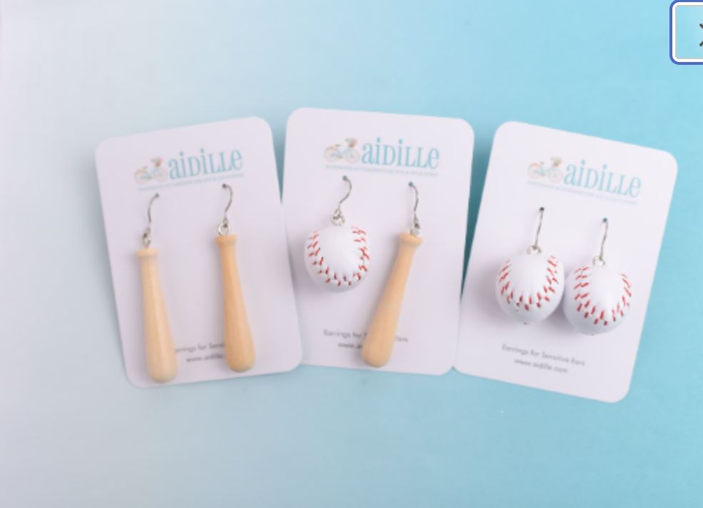 Mix & Match Baseball Dangle Earrings