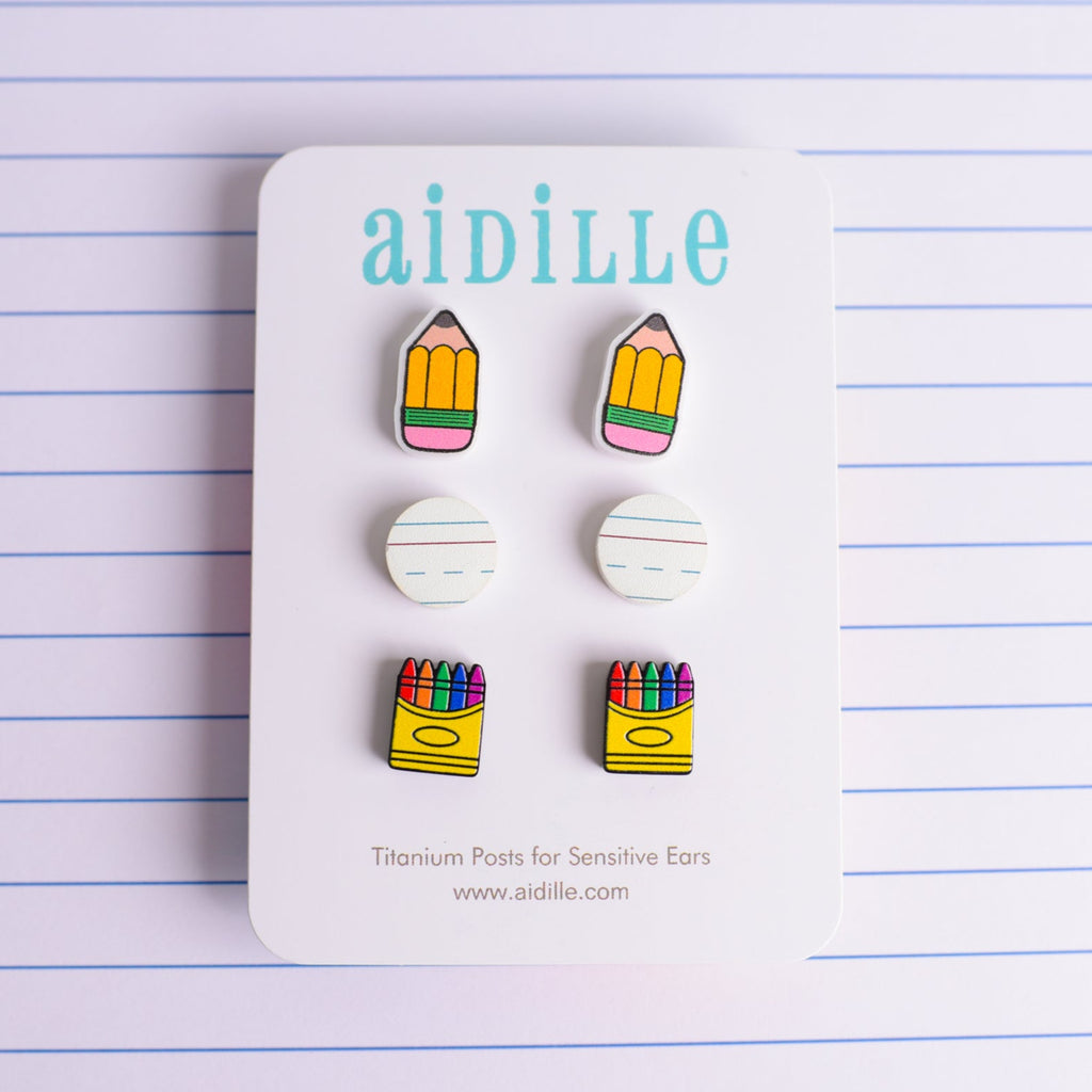 Back to school titanium earring multi pack