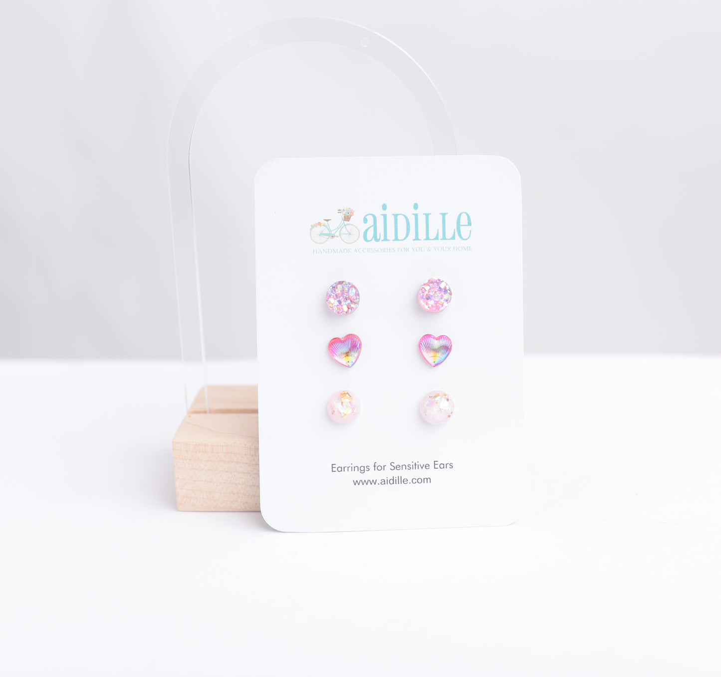 Dainty Sparkly Earring Multi Pack Trio- Choose Pink, White, Purple, or Green/Blue