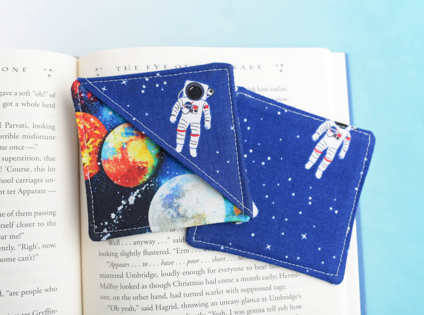 Astronaut and Space Handmade Fabric Corner Bookmark