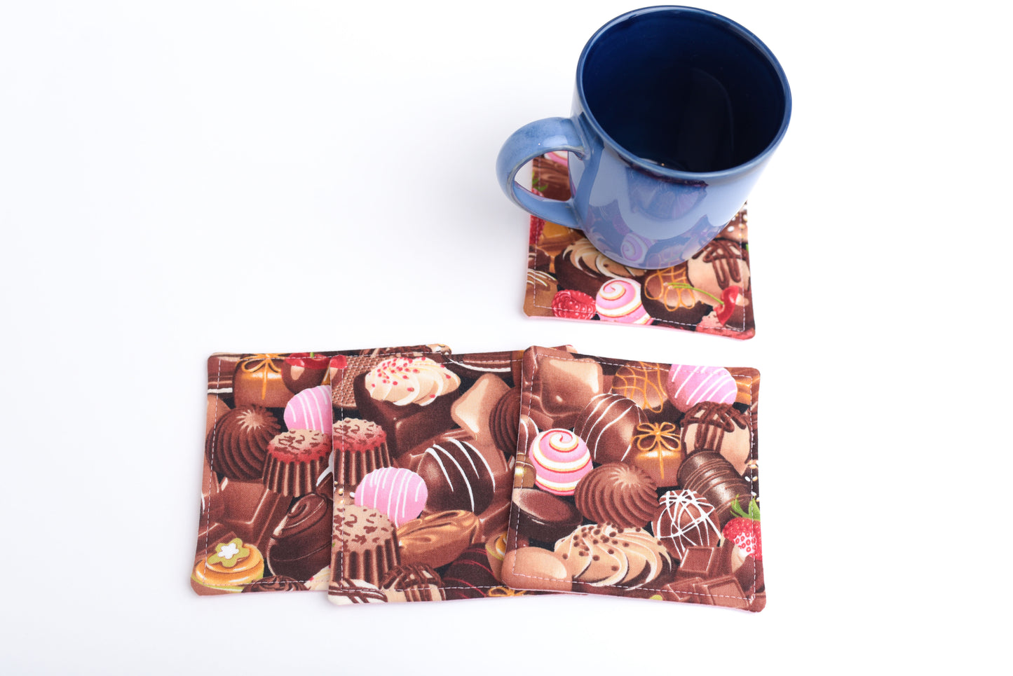 Assorted Chocolates Fabric Coasters- Set of 4