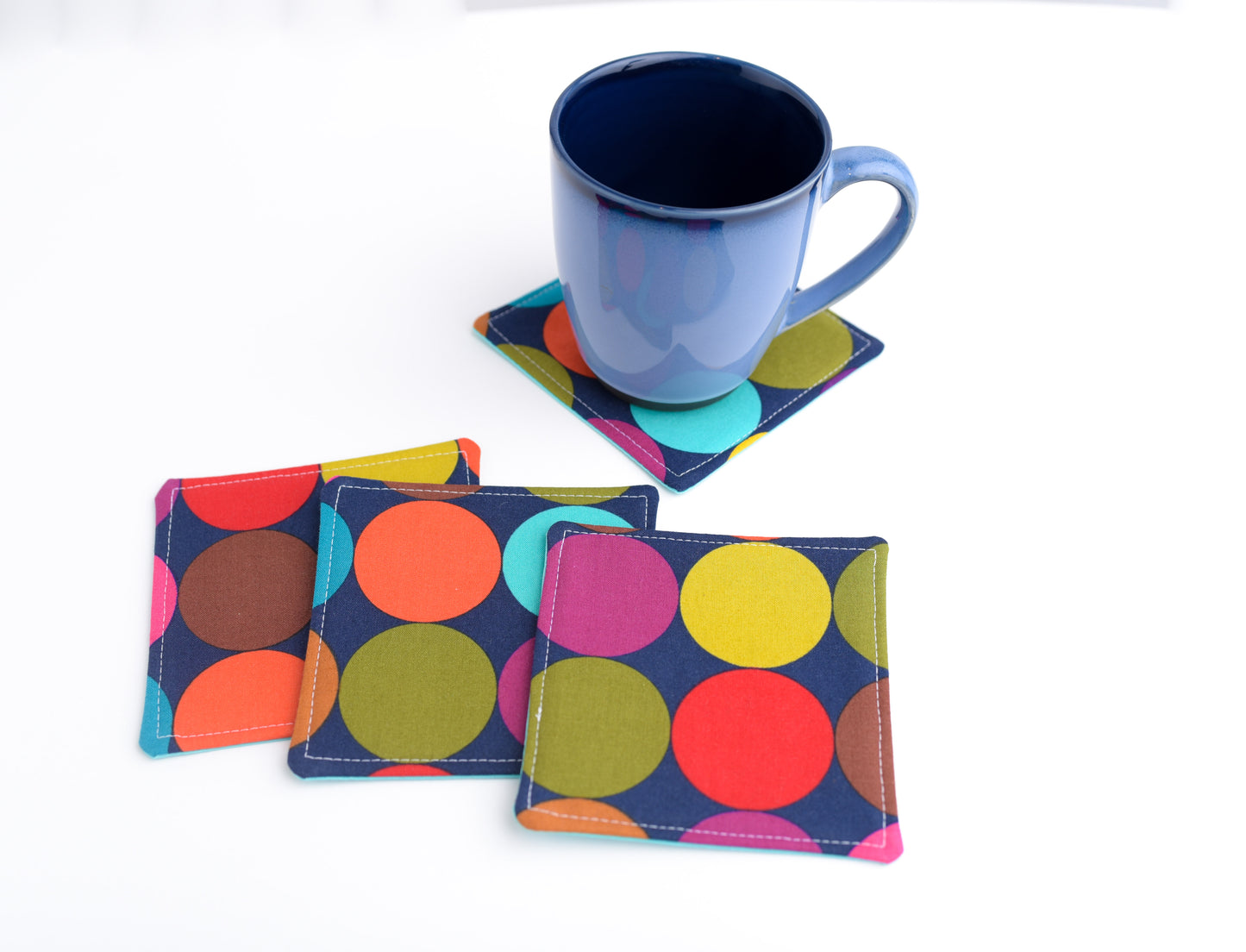 Mod Large Dot Fabric Coasters- Set of 4