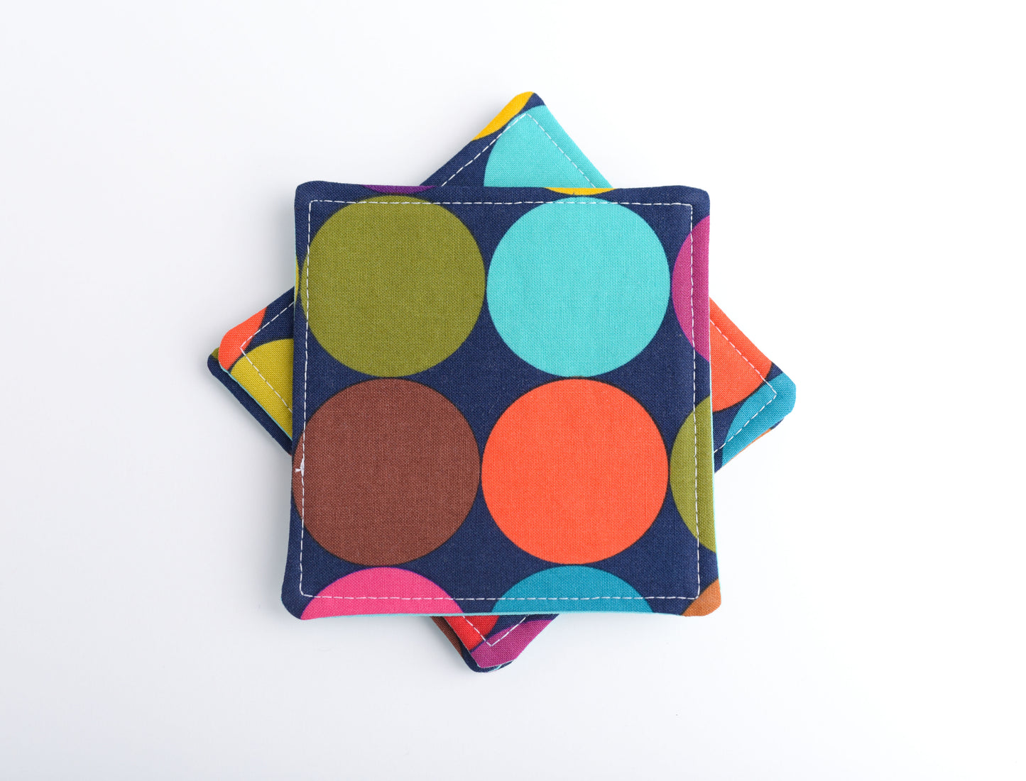 Mod Large Dot Fabric Coasters- Set of 4