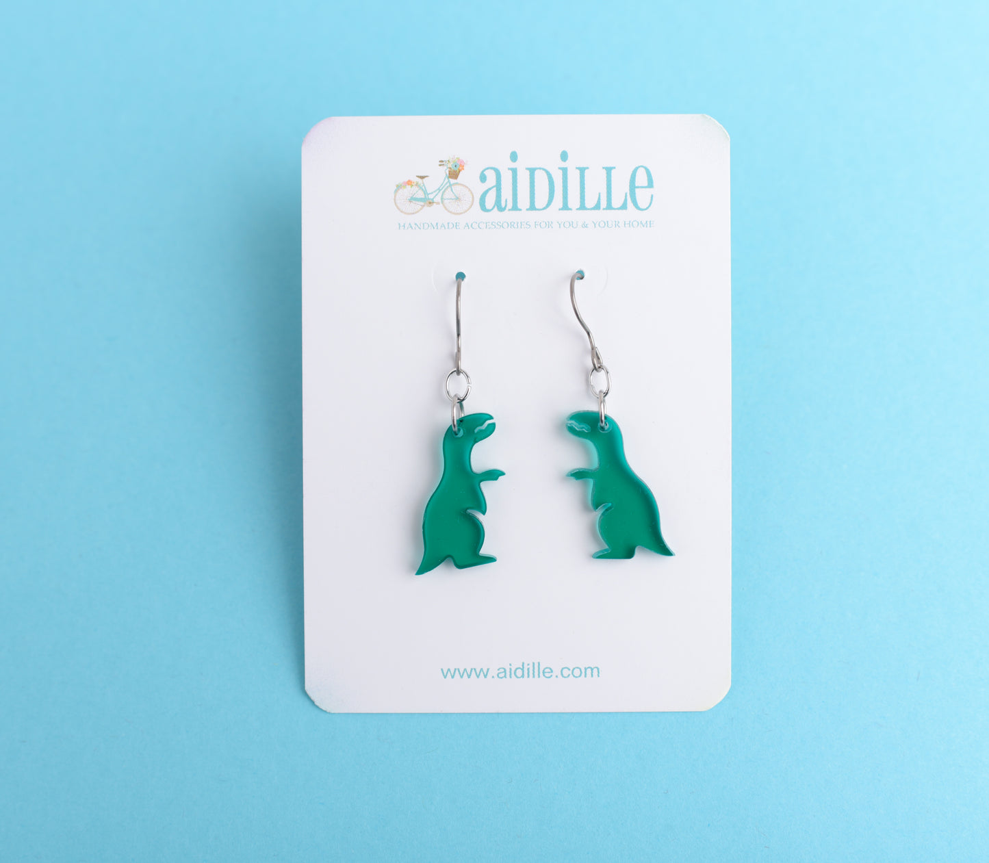 Colorful Dinosaur Earrings with Titanium Ear Wires- Choose Your Style