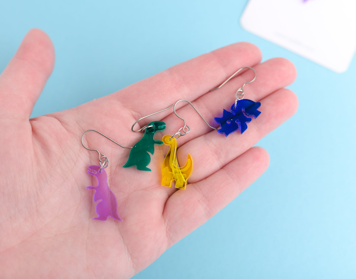 Colorful Dinosaur Earrings with Titanium Ear Wires- Choose Your Style