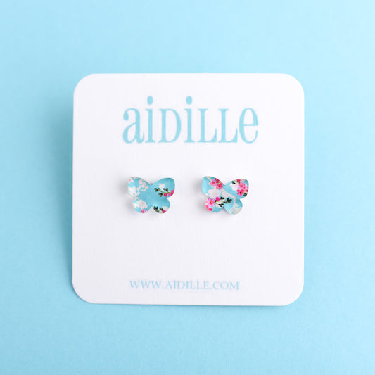Cherry Blossom Butterfly Earrings with Titanium Posts