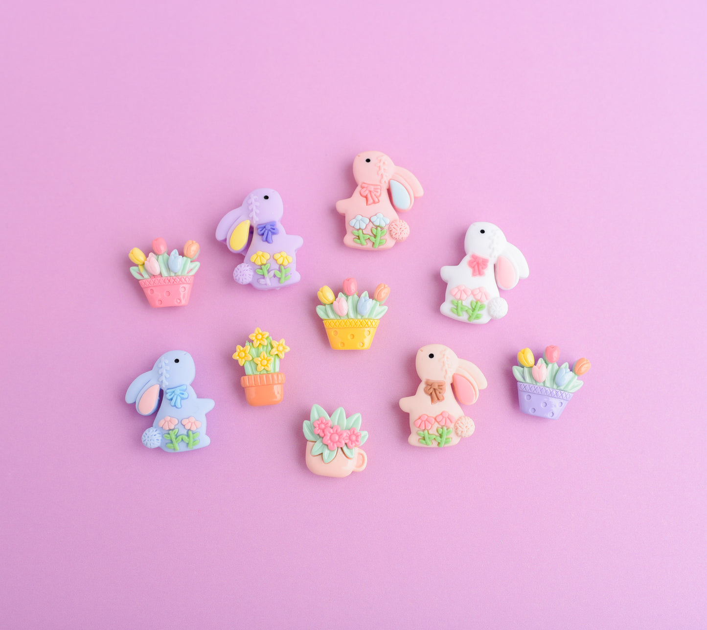 Easter Bunny and Flower Basket Magnets- Set of 10