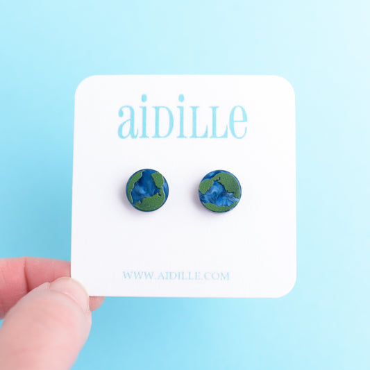 Planet Earth Earrings with Titanium Posts