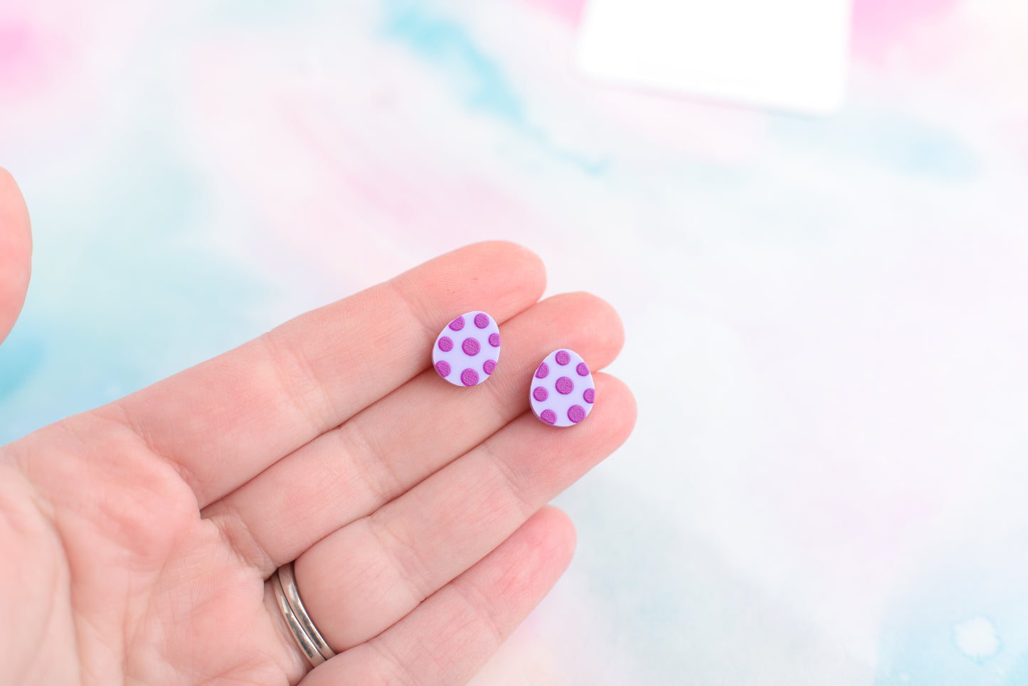 Acrylic Easter Egg Earrings with Titanium Posts- Choose Pattern