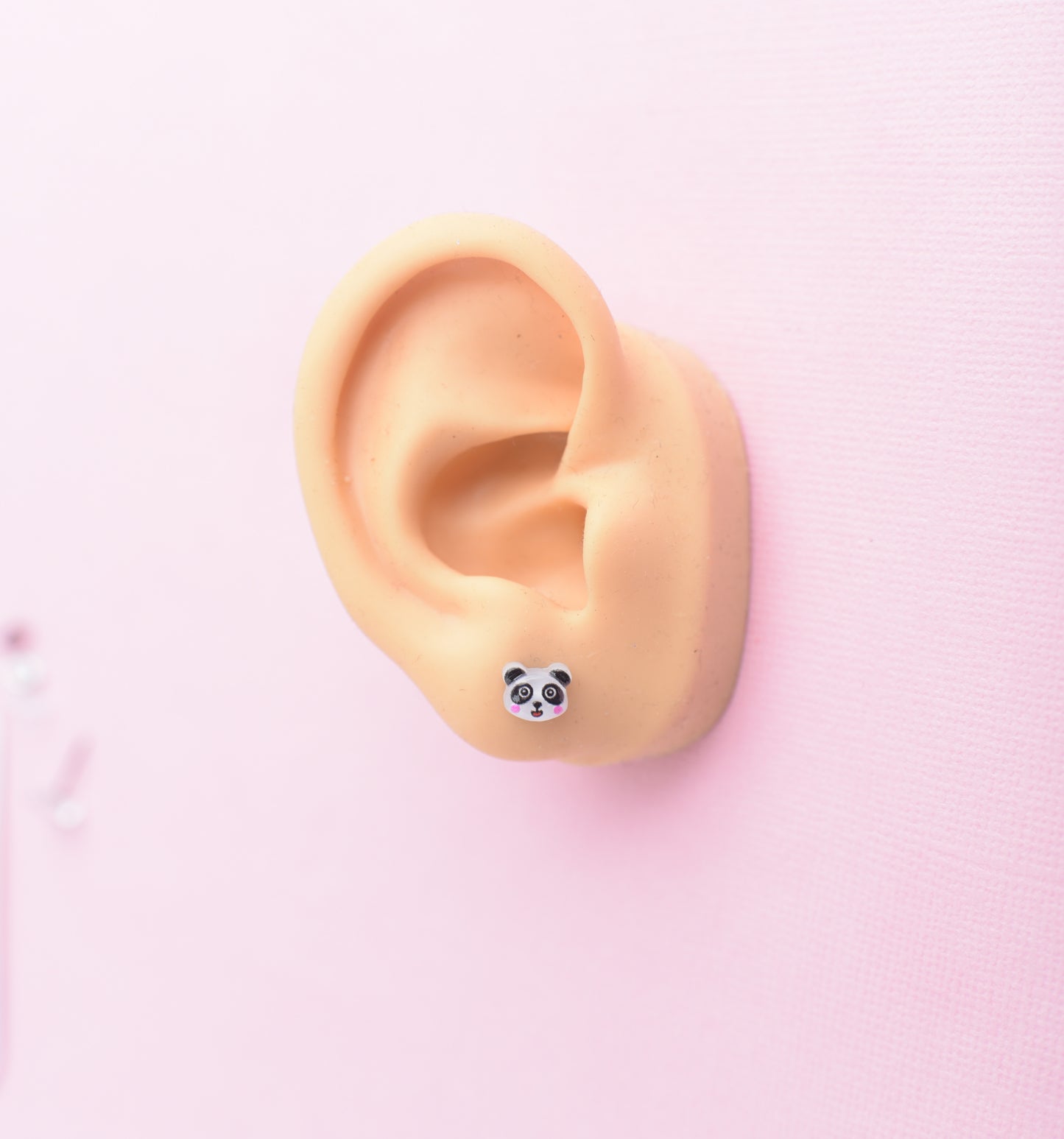 Tiny Panda Bear Earrings with Titanium Posts