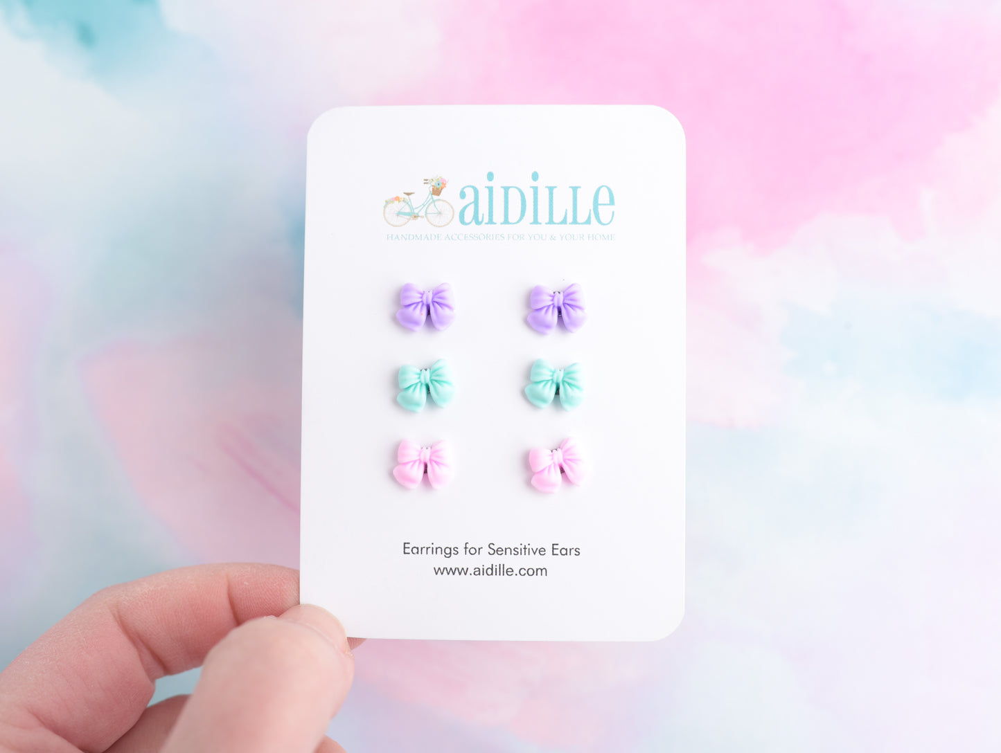 Little Pastel Bow Earring Trio with Titanium Posts