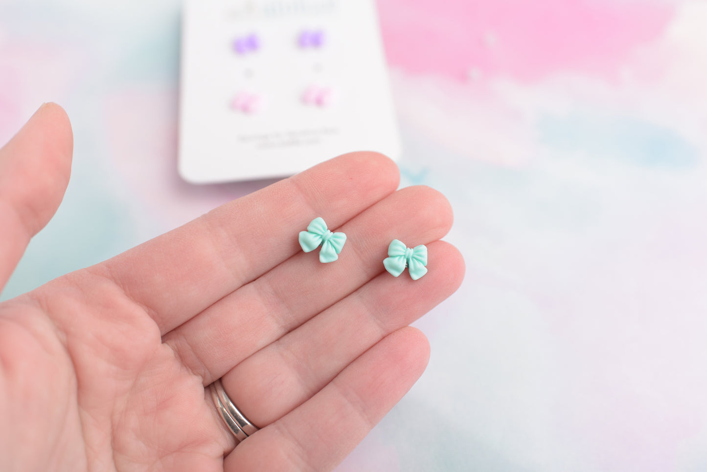 Little Pastel Bow Earring Trio with Titanium Posts