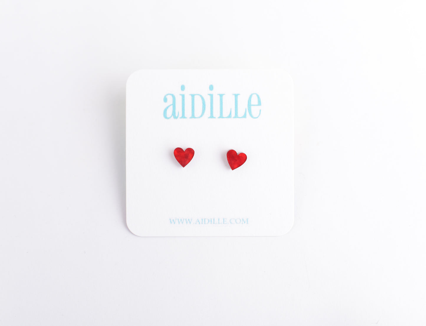 Mini 8mm Heart Earrings with Titanium Posts- Red or Hot Pink