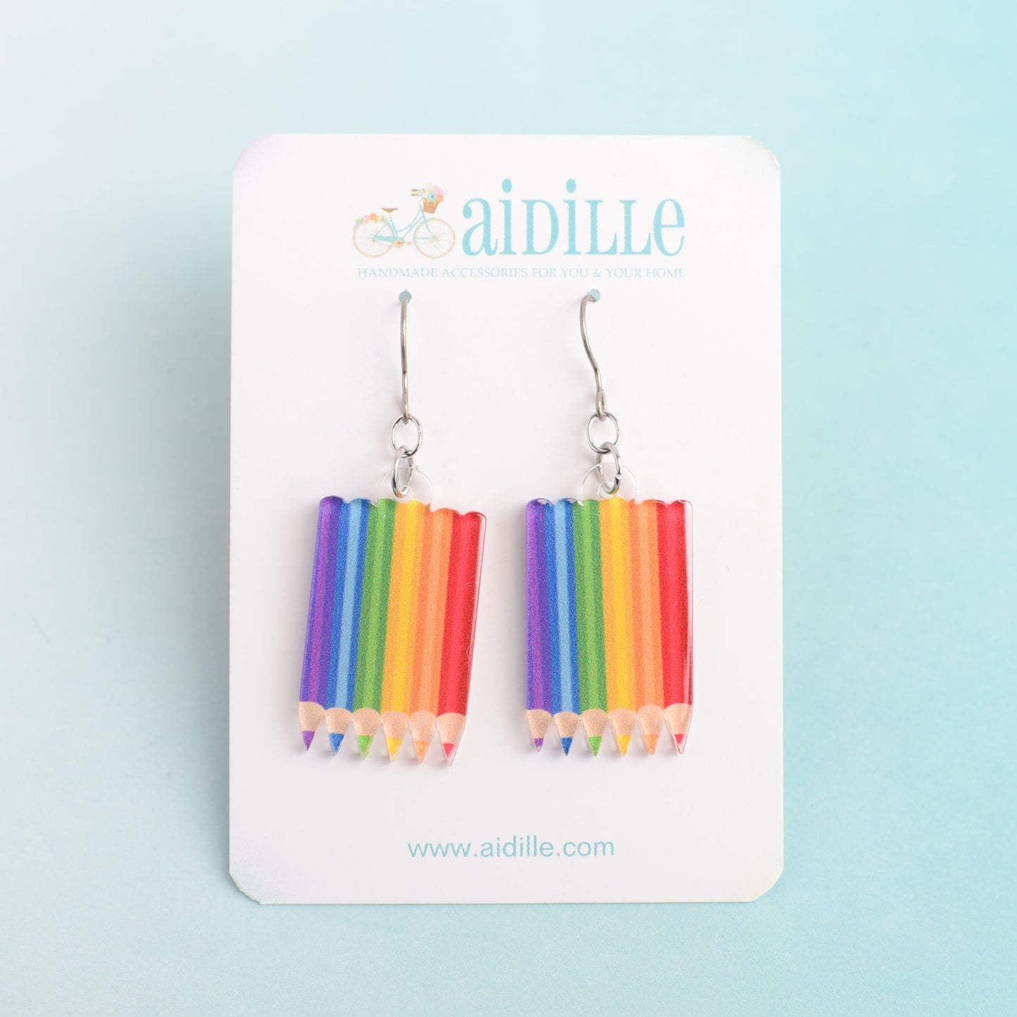 Colored Pencil Earrings with Titanium Ear Wires
