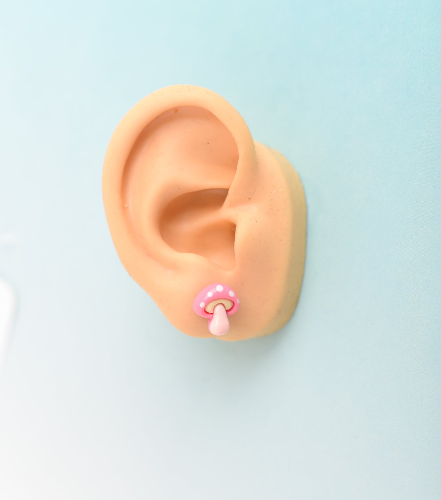 Pink Mushroom Earrings with Titanium Posts