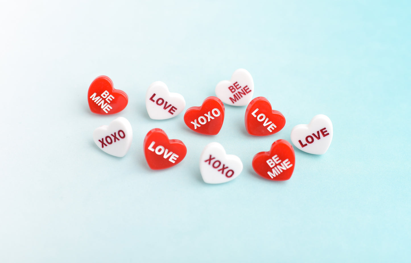 Conversation Heart Push Pins in Red and White- Set of 10