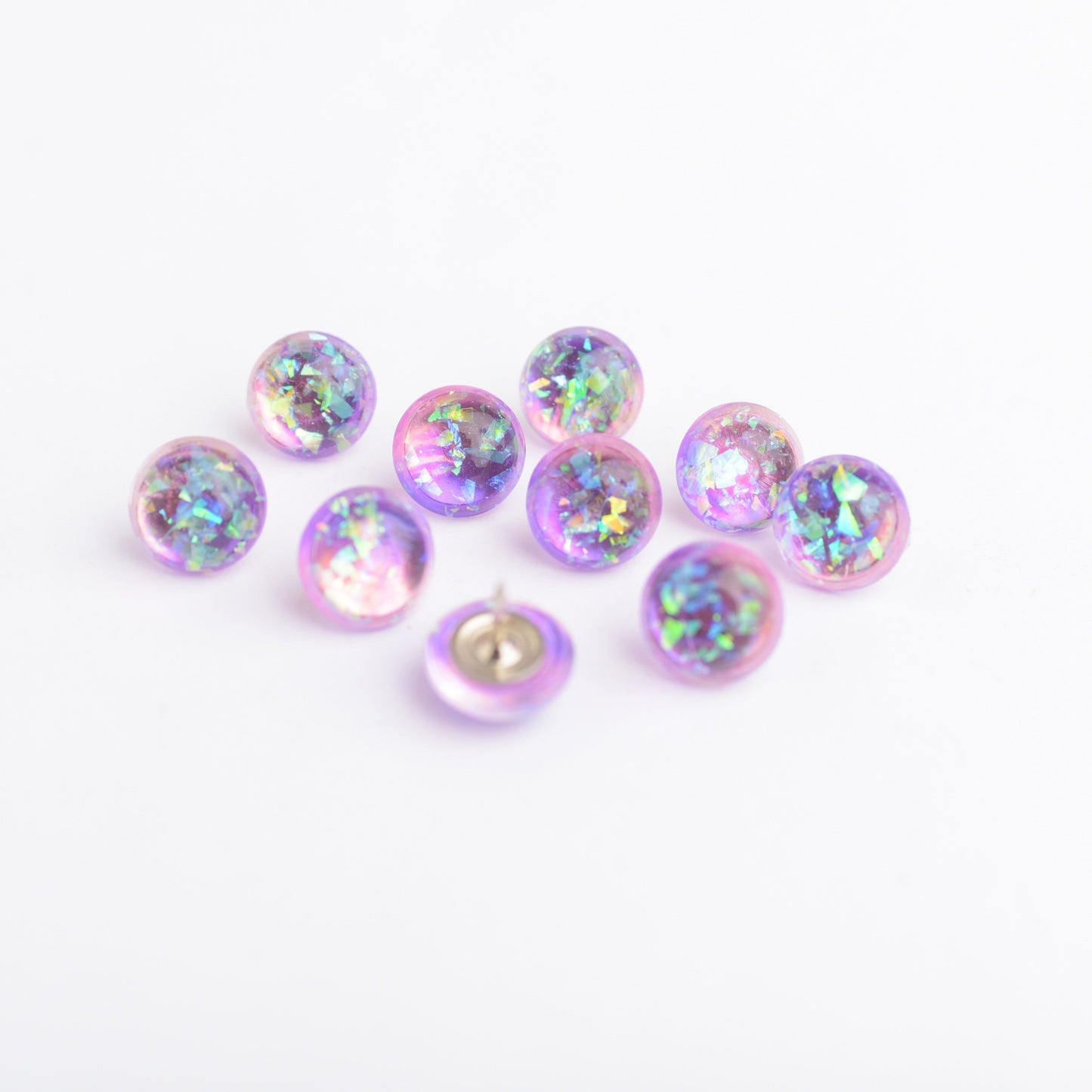 Purple Iridescent Push Pins- Set of 10