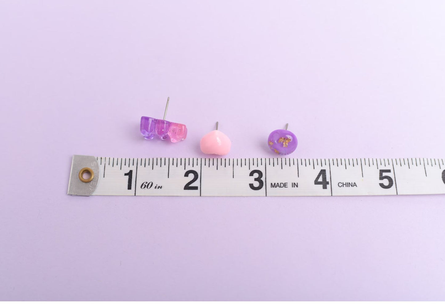 Pink and Purple Gummy Bear Earring Trio with Titanium Posts
