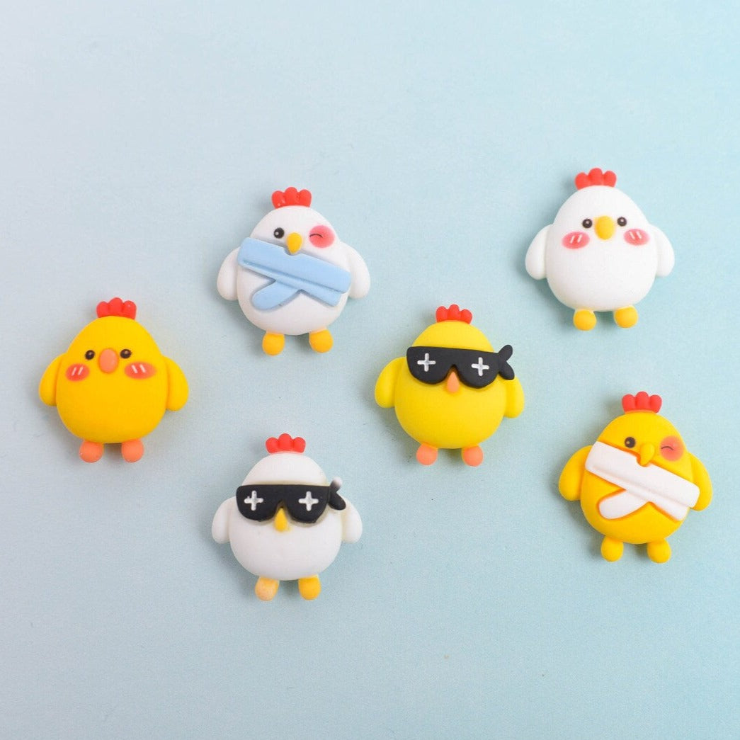 Ninja Chicken Magnets or Push Pins- Set of 6