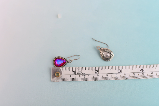 Gem Teardrop Dangles with Titanium Ear Wires- Pink or Blue
