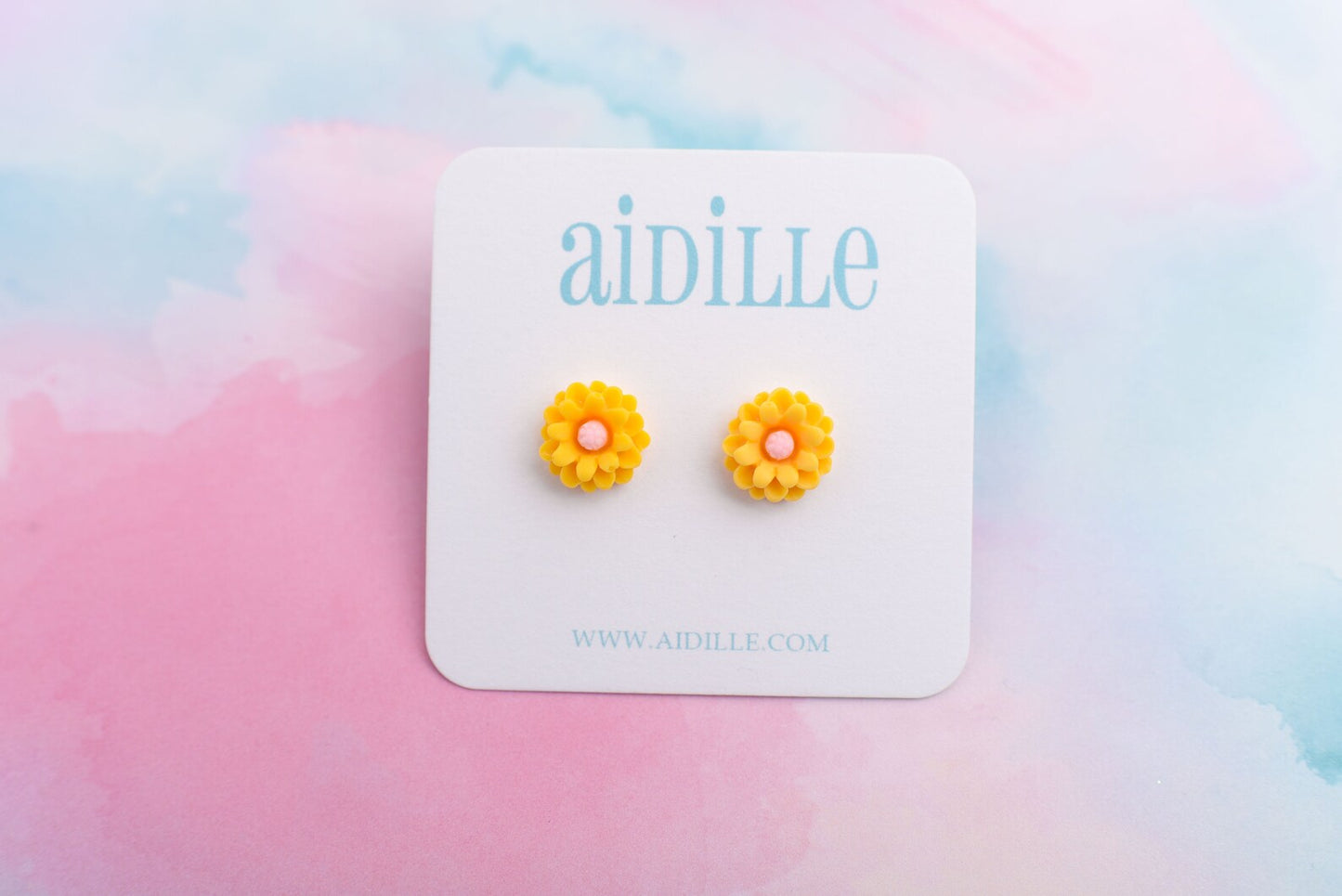Dahlia Earrings with Titanium Studs- Choose Purple, Pink, Blue, or Yellow
