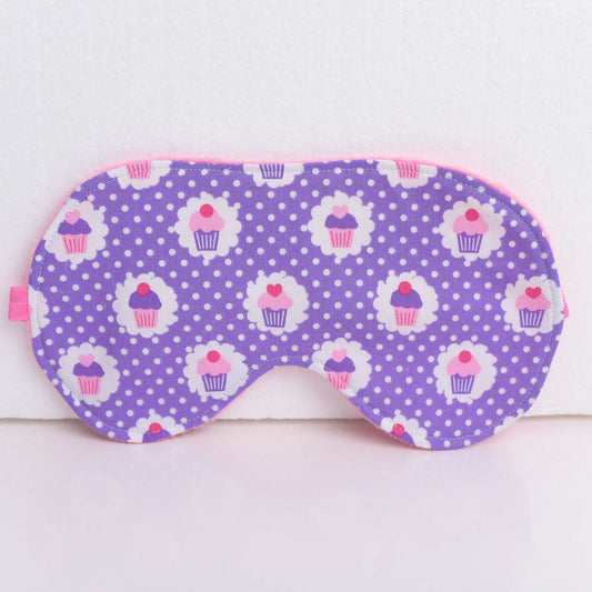 Purple Cupcake Women Sleep Mask with Soft Minky Backing
