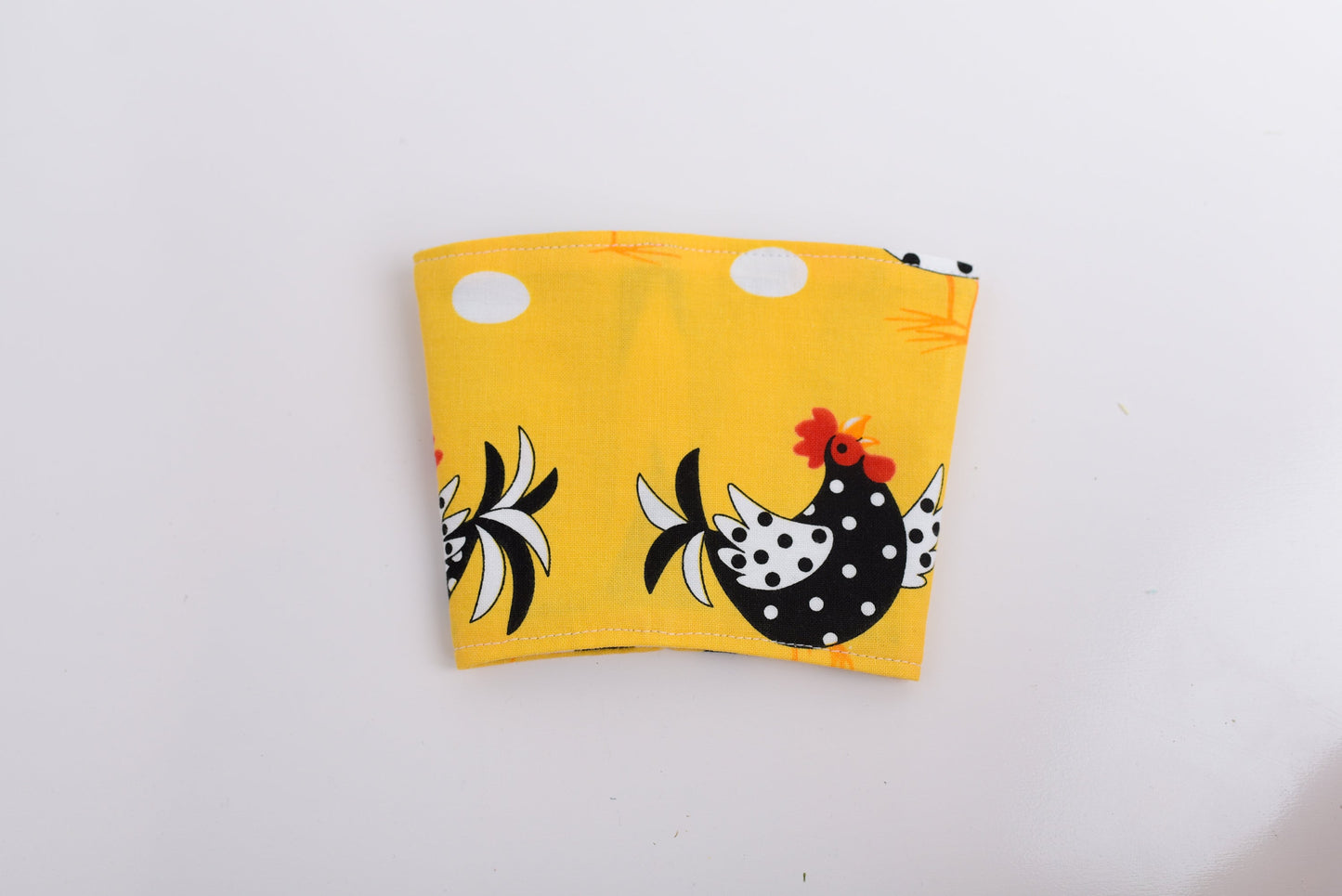 Yellow Polka Dot Chicken Reversible Fabric Drink Sleeve
