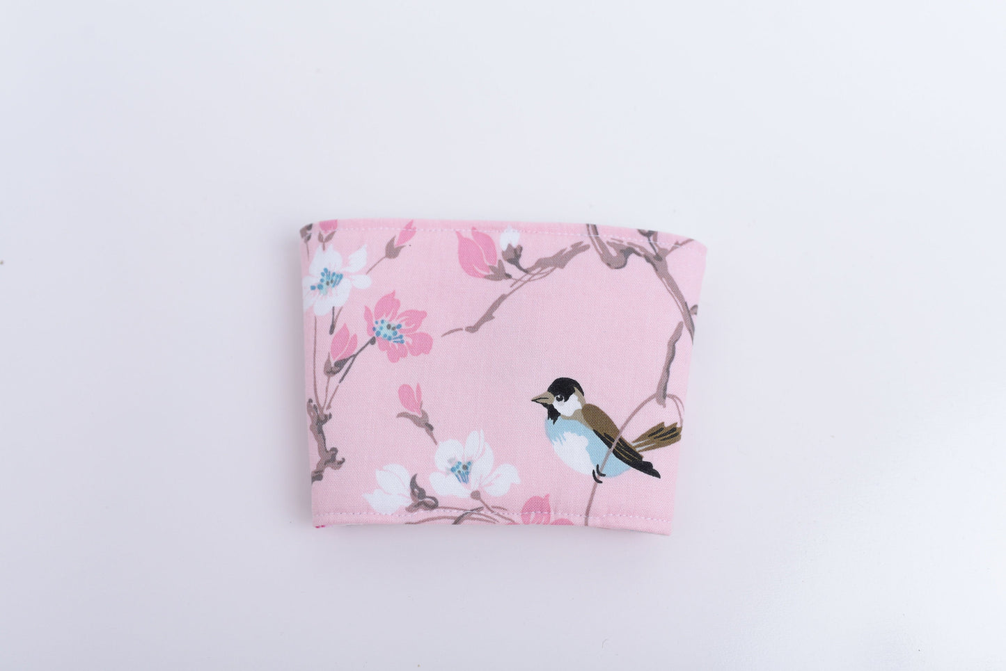 Blue Bird with Rose Reversible Fabric Coffee Sleeve