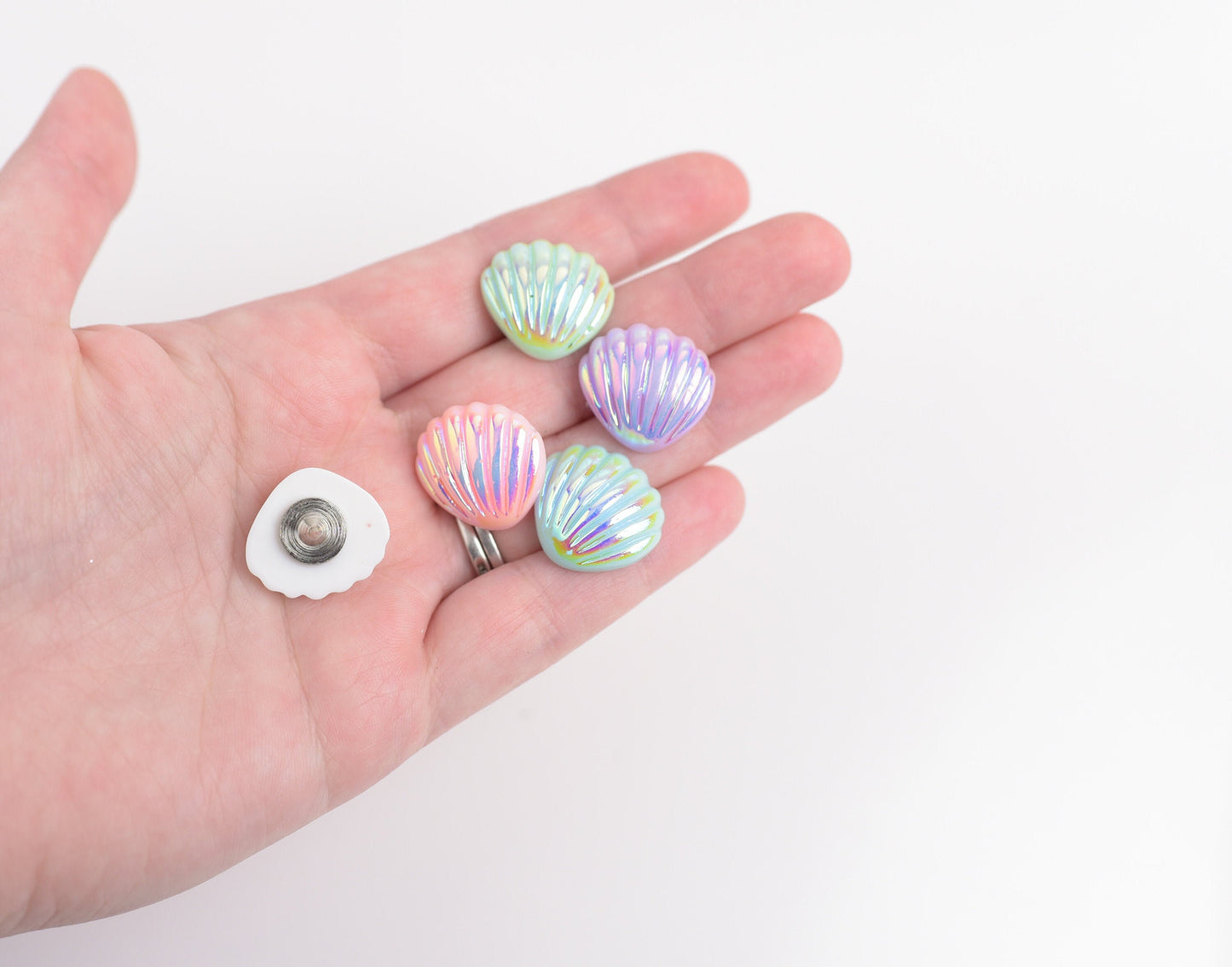 Iridescent Seashell Push Pins- Set of 12 or 16