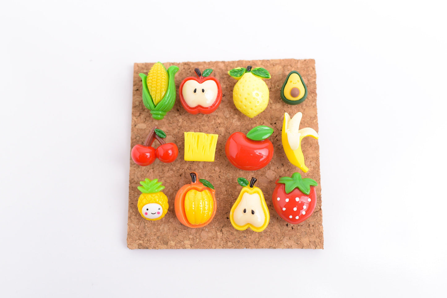 Assorted Fruit and Veggie Push Pins- Set of 12