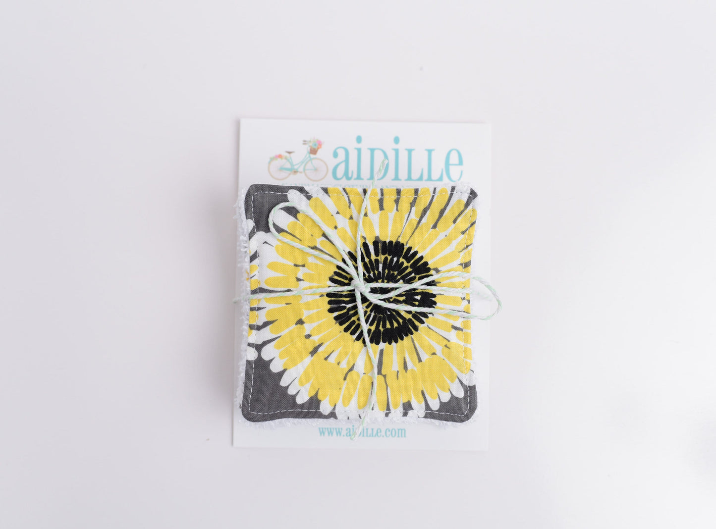 Gray and Yellow Floral Cloth Face Scrubbies- Set of 6
