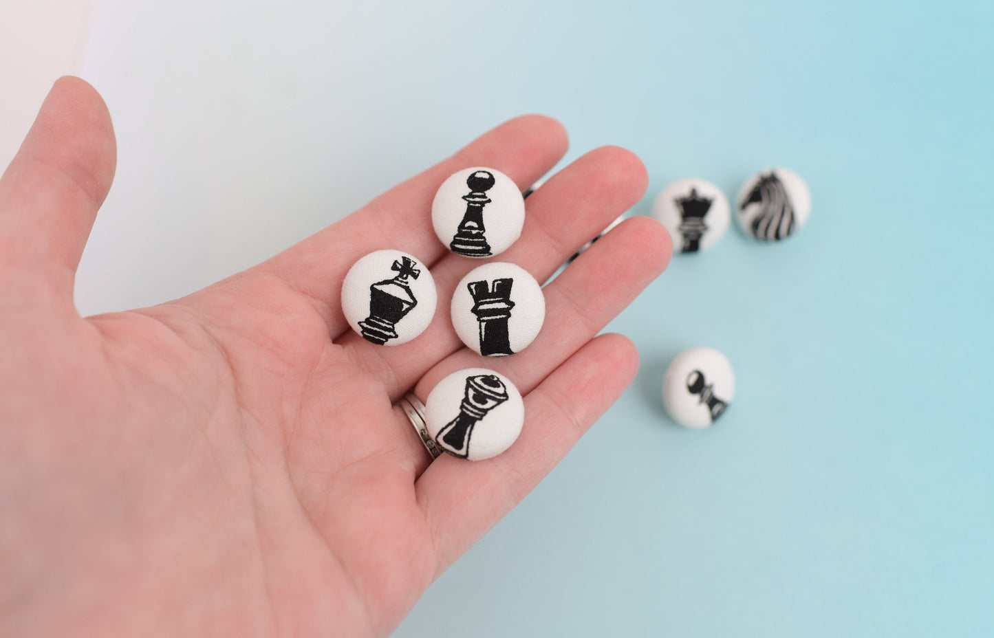 Chess Fabric Button Push Pins- Set of 10