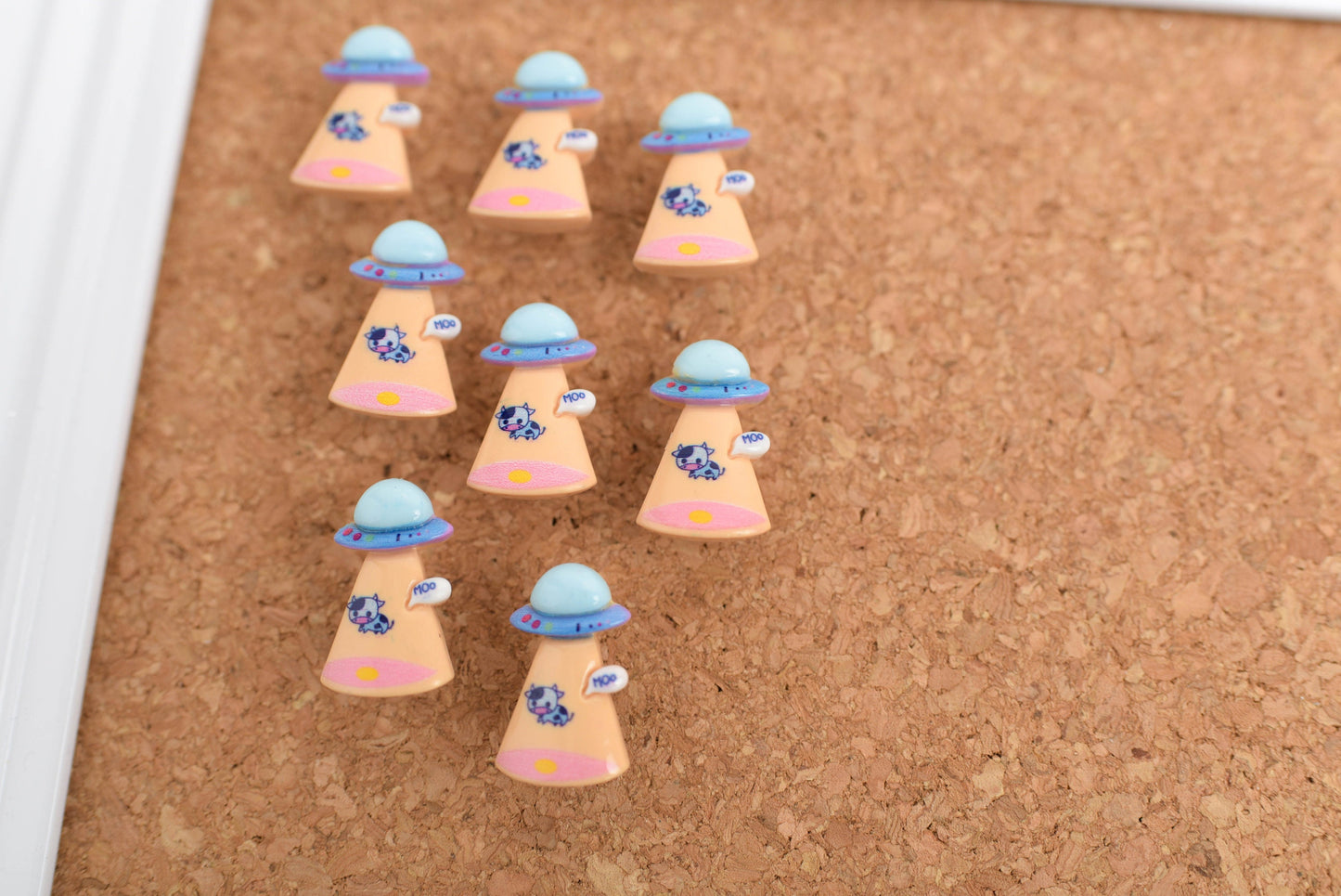 UFO Abducting Cow Push Pins- Set of 8