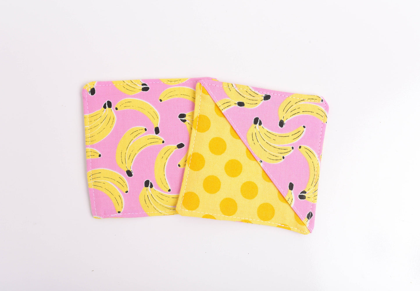 Pink Banana and Yellow Polka Dot HandmadeFabric Corner Bookmark