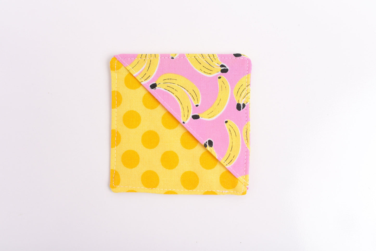 Pink Banana and Yellow Polka Dot HandmadeFabric Corner Bookmark