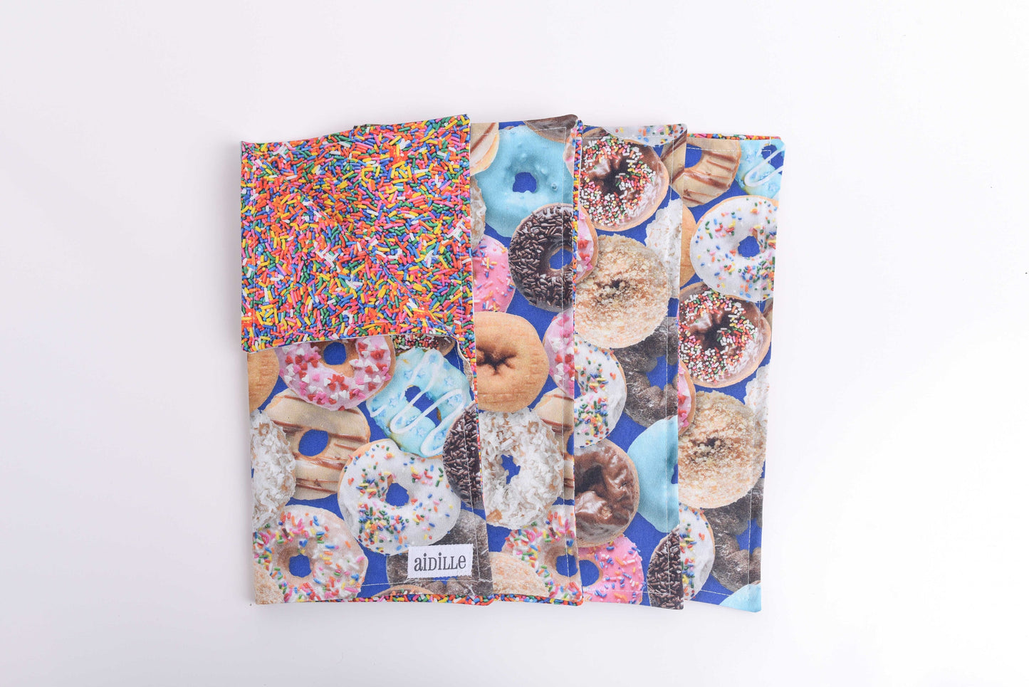 Donut & Sprinkle 12" Reversible Cloth Napkins- Set of 4