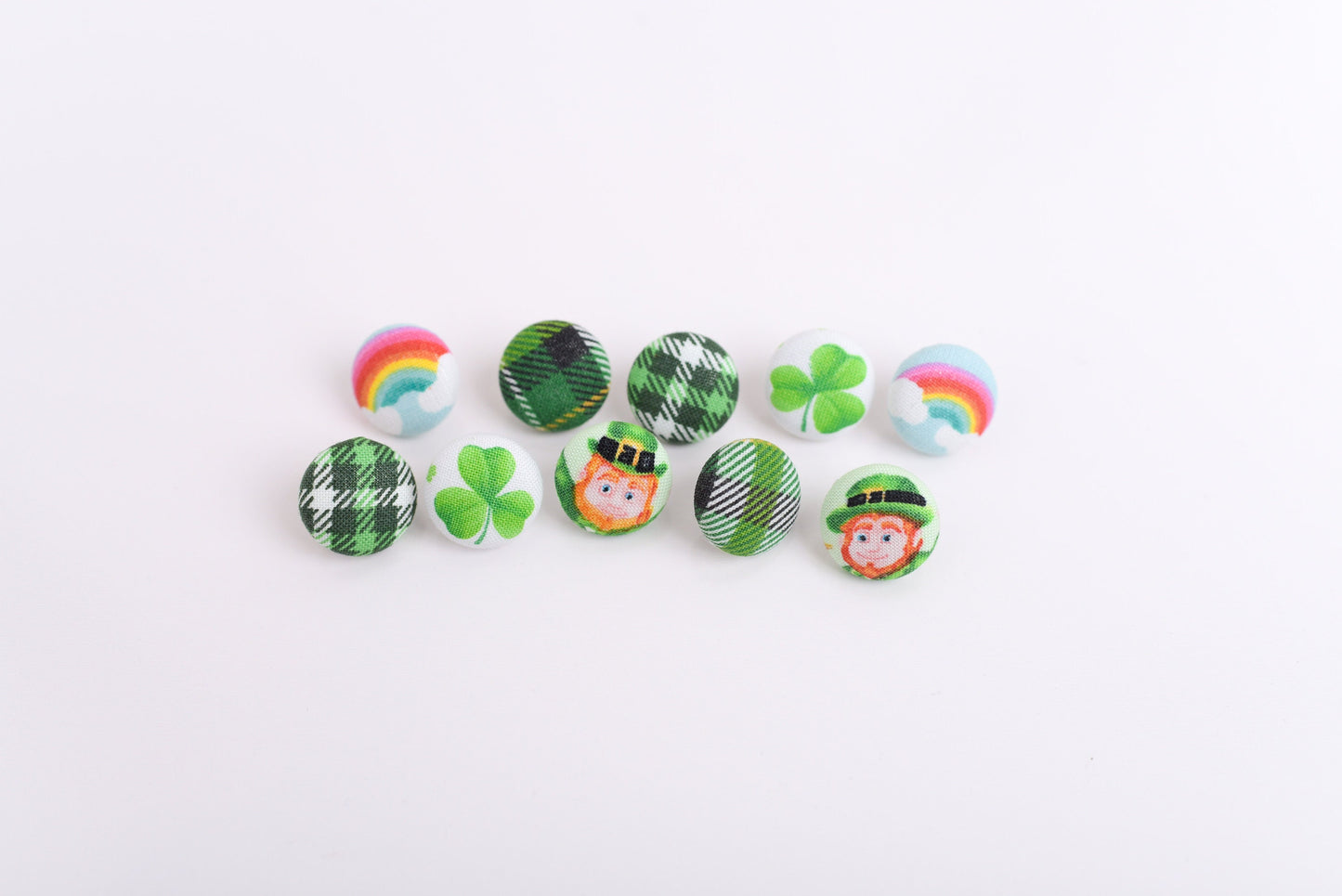 Luck of the Irish Fabric Button Push Pins- Set of 10