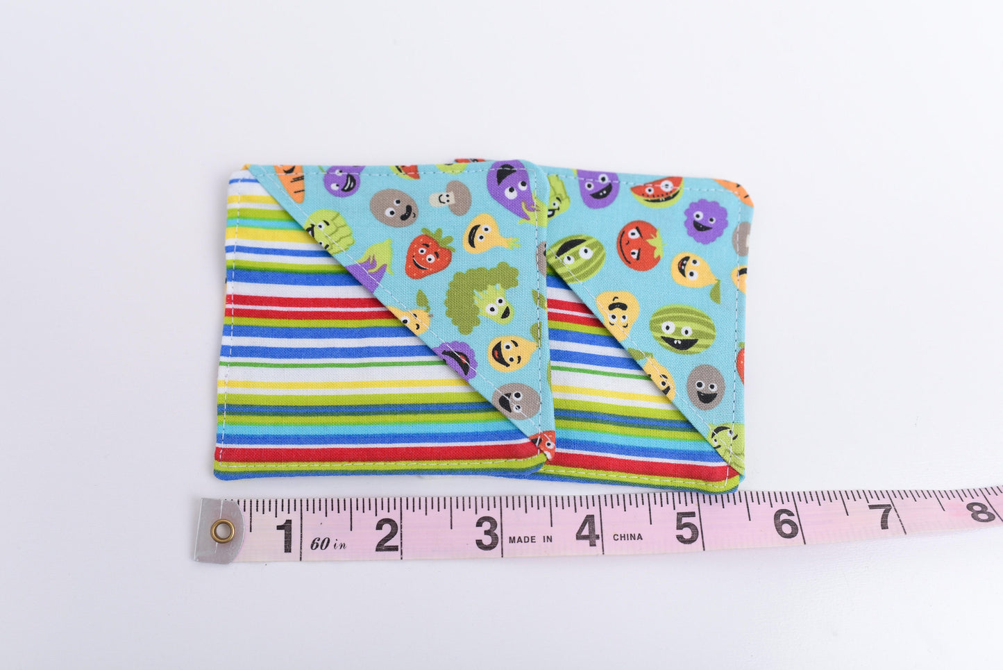 Fruit and Veggie with Stripe Handmade Fabric Corner Bookmark