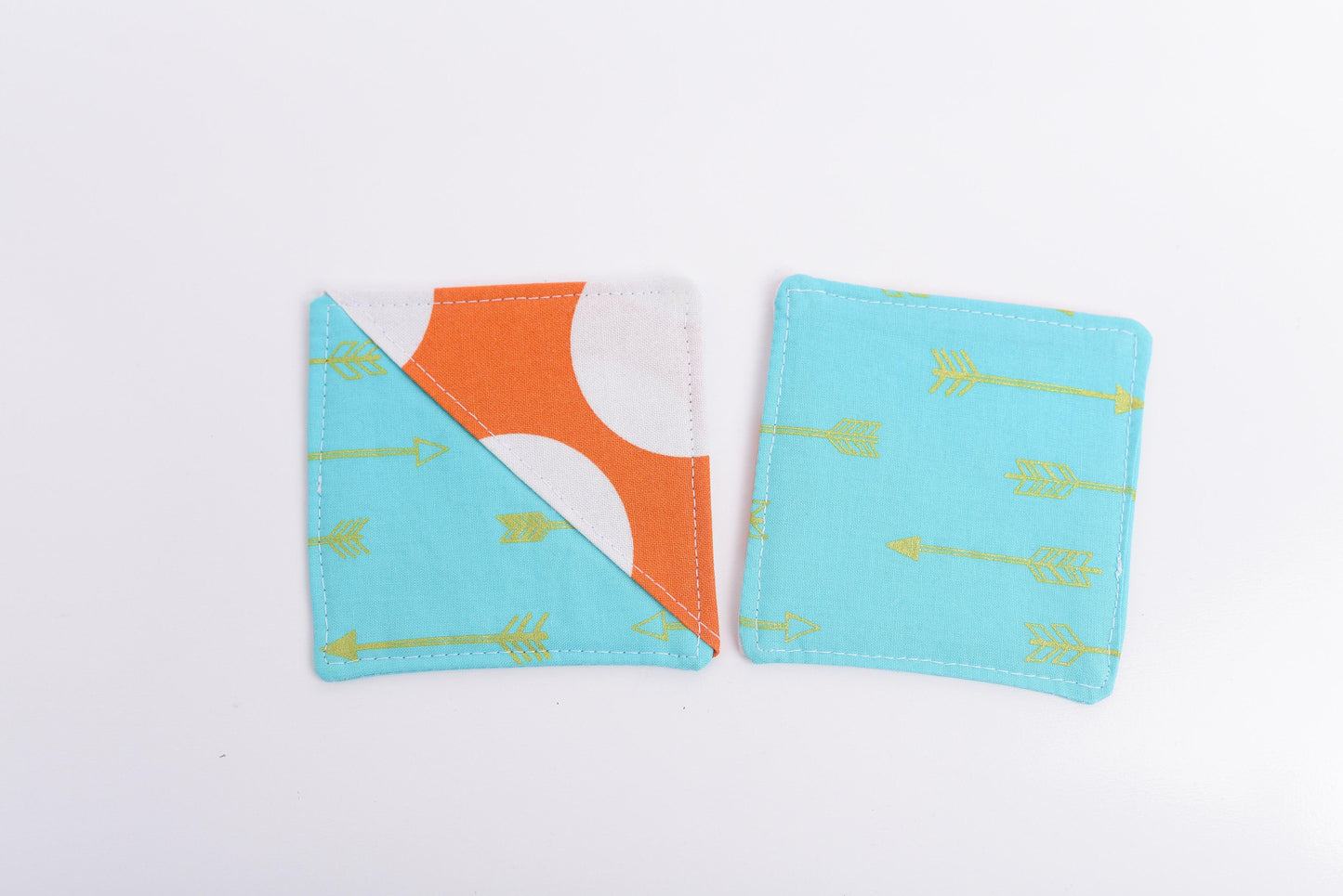 Mod Dot Orange and Turquoise Handmade Fabric Corner Bookmark