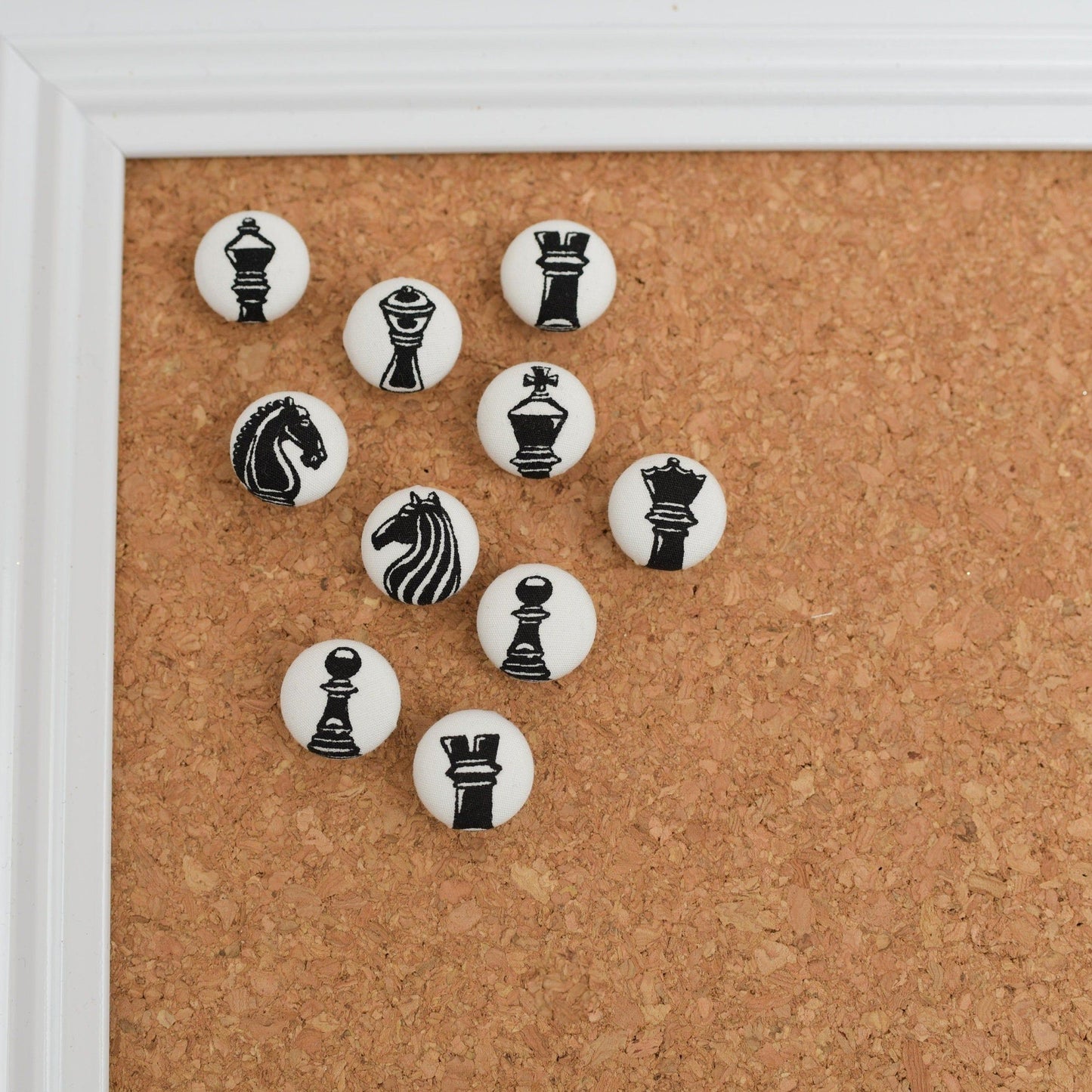 Chess Fabric Button Push Pins- Set of 10
